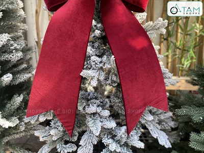 Nơ đỏ vải nhung xịn 4 cánh đuôi cá cỡ lớn [Đứng form] PK-NO-14